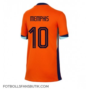 Nederländerna Memphis Depay #10 Replika Hemmatröja Damer EM 2024 Kortärmad